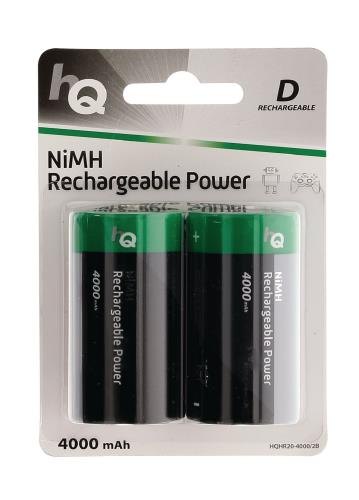 HQ HQHR20-4000/2B Oplaadbare NiMH D-batterij 4000 mAh, blister 2 stuks