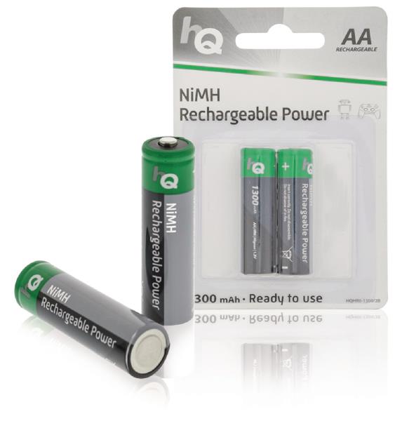 HQ HQHR6-1300/2B Oplaadbare NiMH AA-batterij 1300 mAh, blister 2 stuks
