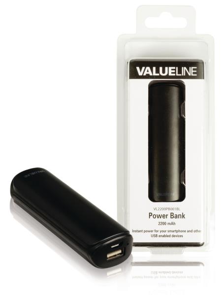 Valueline VL2200PB001BL Powerbank 2200 mAh 5 V - 1 A zwart