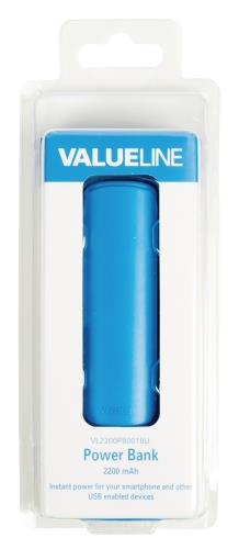Valueline VL2200PB001BU Powerbank 2200 mAh 5 V - 1 A blauw