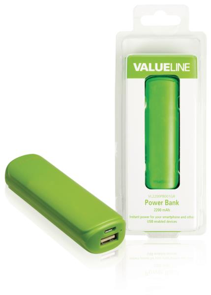 Valueline VL2200PB001GR Powerbank 2200 mAh 5 V - 1 A groen