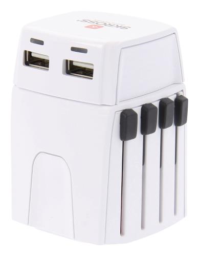Skross 1302800 World Travel Adapter, 2-pole, with UK USB charger 2.1A