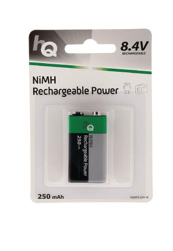 HQ HQHF9-250/1B Oplaadbare NiMH 9V-batterij 250 mAh, 1-blister