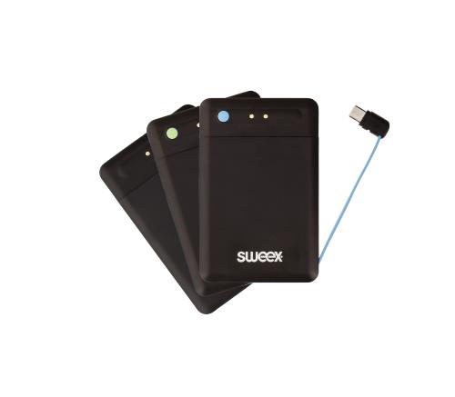 Sweex SW5000PB002U Powerbank set ultradun 2x 2500 mAh geïntegreerde Micro USB kabel + laad-pad