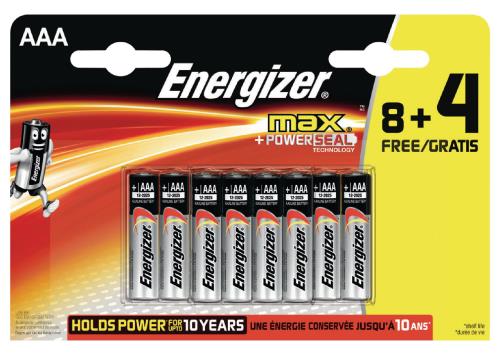 Energizer E300112200 Max alkaline AAA 8+4 Free