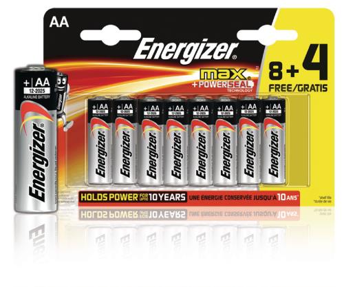 Energizer E300115600 Max alkaline AA/LR6 8+4 Free