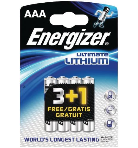 Energizer 639173 Ultimate lithium battery AAA/FR03 1.5 V 3 + 1 free blister