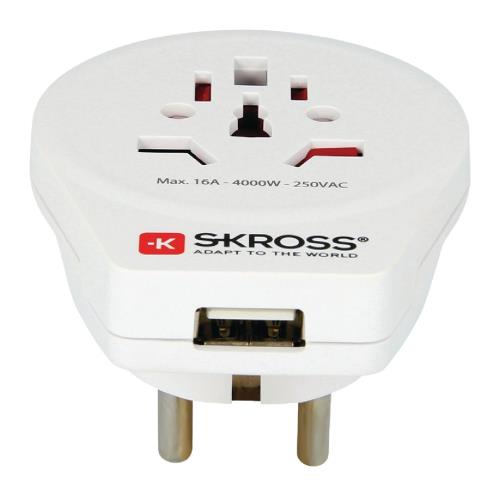 Skross 1,500260 Traveladapter World to Europe USB