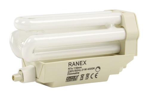 Ranex XQ0901 21 W dimbare spaarlamp R7S / 118 mm 21 W