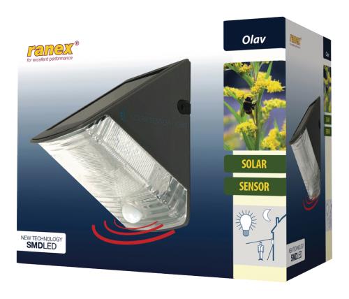 Ranex 5000.261 LED solar muurlamp met bewegingssensor