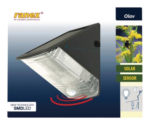 Ranex 5000.261 LED solar muurlamp met bewegingssensor