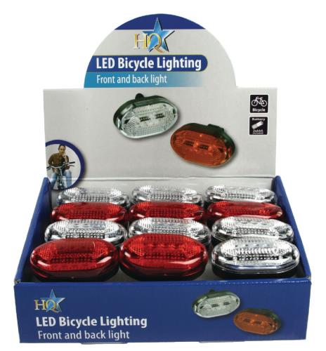 HQ TORCH-L-BOX08 LED fietslampjes (wit en rood) in toonbankdisplay van 12 stuks