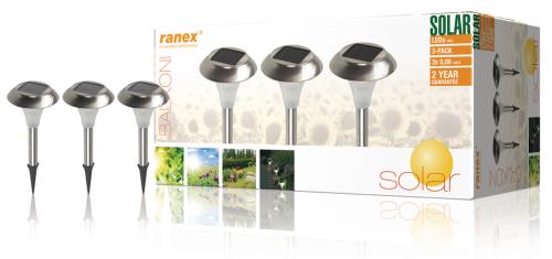 Ranex 5000.183 3 LED solar tuinlampen met steekpin IP44