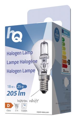 HQ P45E1418W Halogeenlamp kogel E14 18 W 205 lm 2 800 K