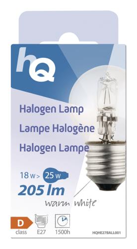 HQ P45E2718W Halogeenlamp kogel E27 18 W 205 lm 2 800 K