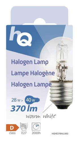 HQ P45E2728W Halogeenlamp kogel E27 28 W 370 lm 2 800 K