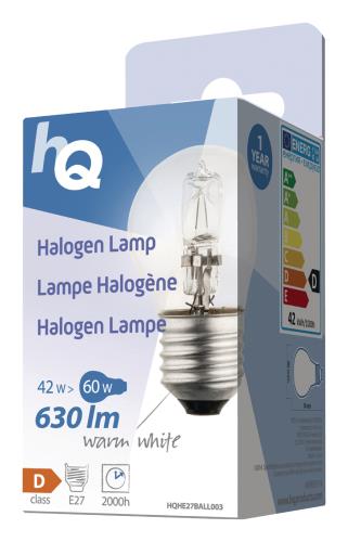 HQ P45E2742W Halogeenlamp kogel E27 42 W 630 lm 2 800 K