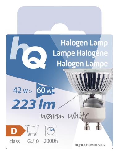 HQ GU10GU1042W Halogeenlamp MR16 GU10 42 W 223 lm 2 800 K