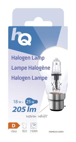 HQ A55B2218W Halogeenlamp classic GLS B22 18 W 205 lm 2 800 K