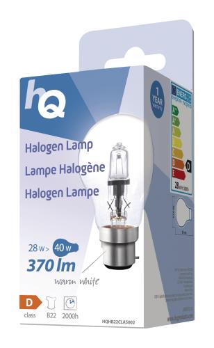 HQ A55B2228W Halogeenlamp classic GLS B22 28 W 370 lm 2 800 K