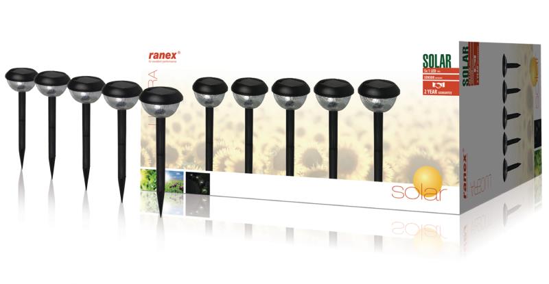Ranex 5000.259 LED-tuinverlichting op zonne-energie, set van 5 stuks