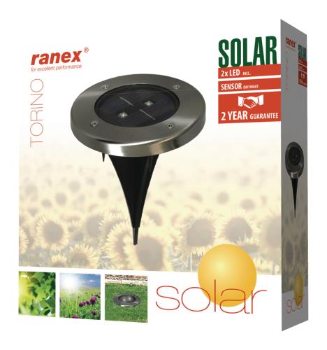 Doorweekt volwassene gemiddelde Ranex RA-5000389 LED-grondspot op zonne-energie, rond | ElectronicaBalie.nl
