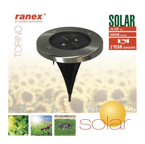 Ranex 5000.389 LED-grondspot op zonne-energie, rond