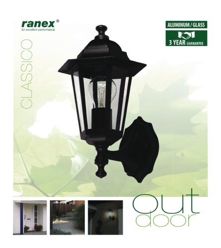 Ranex CLAS5000.030 CLASSICO Wandlamp, aluminium, zwart