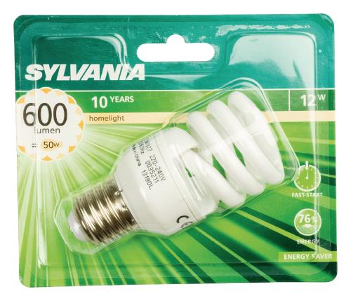 Sylvania 0035211 MLFS spiro spiraal spaarlamp 827 E27 12 W BL1