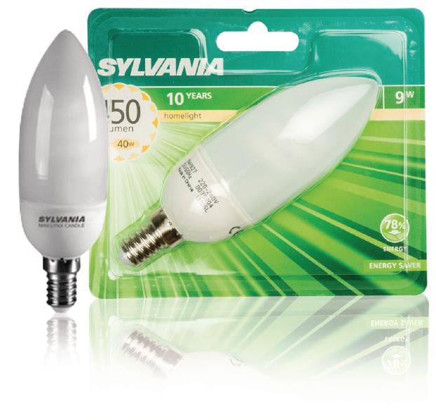 Sylvania 0035304 energiebesparende lamp ML kaarslamp E14 9 W 2700 K