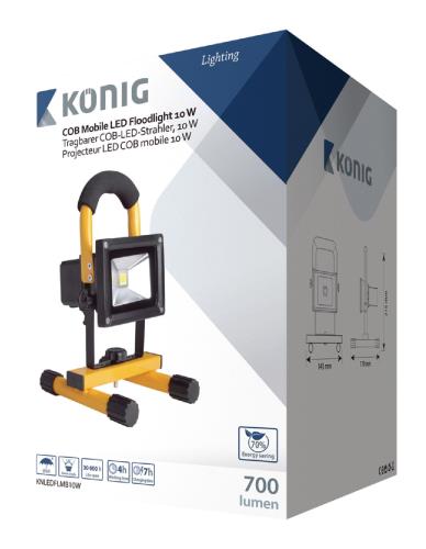 König KNLEDFLMB10W Mobiele COB LED-bouwlamp 10 W 700 lumen EU-stekker