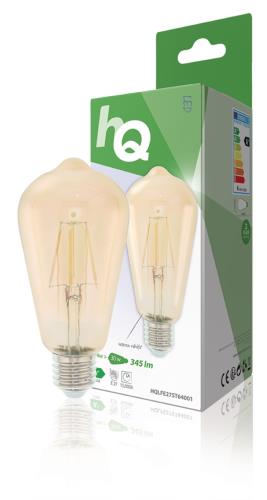 HQ HQLFE27ST64001 Retro filament LED-lamp E27 4 watt 345 lumen 2700 kelvin