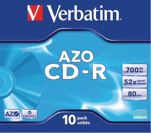Verbatim 43327 CD-R AZO Crystal 700 MB Jewel Case 10 stuks