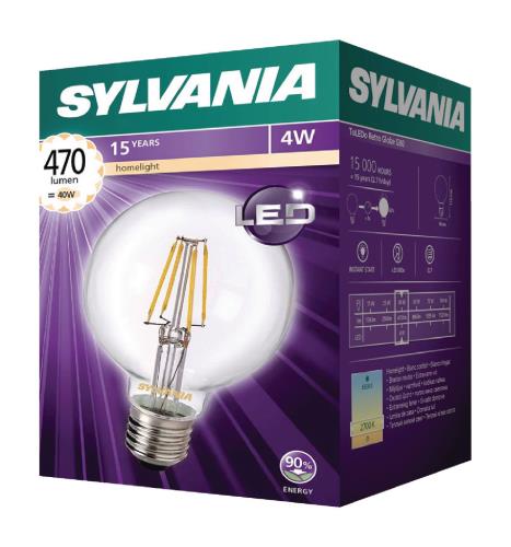 Sylvania 0027170 Retro Filament LED lamp GLOBE 4W 470LM E27 2700K