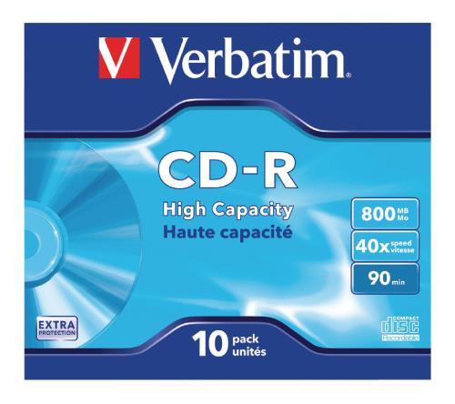 Verbatim 43428 CD-R High Capacity 800 MB Jewel Case 10 stuks