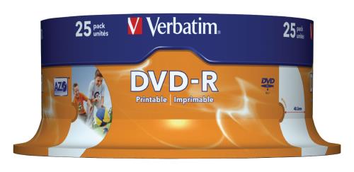 Verbatim 43538 DVD-R Wide Inkjet Printable 4.7 GB 16x spindle 25 stuks