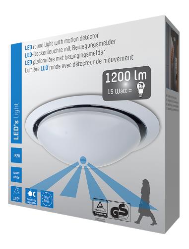 LED's Light 800503 LED plafonnière 15 W 1200 lm 3000K met microwave sensor