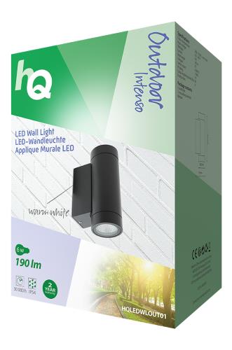 HQ HQLEDWLOUT01 LED wandlamp rond outdoor antraciet