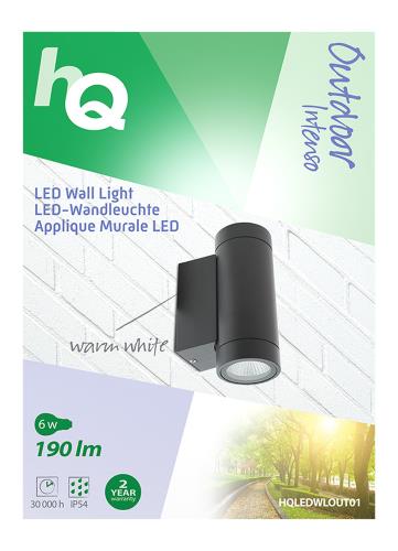 HQ HQLEDWLOUT01 LED wandlamp rond outdoor antraciet