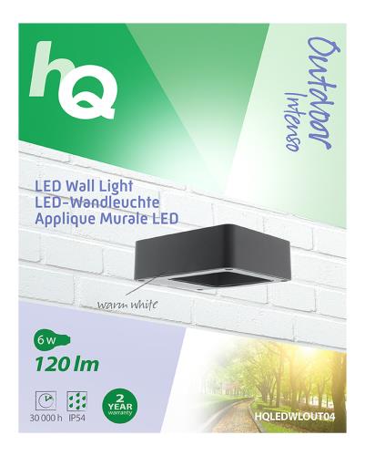 HQ HQLEDWLOUT04 LED wandlamp vierkant klein outdoor antraciet