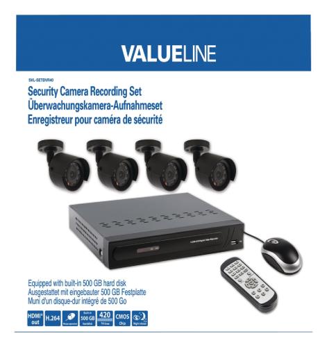 Valueline SVL-SETDVR40 Beveiligingscamera-opnameset uitgerust met een ingebouwde 500 GB harde schijf