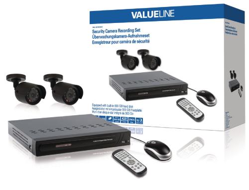 Valueline SVL-SETDVR30 Beveiligingscamera-opnameset uitgerust met een ingebouwde 500 GB harde schijf