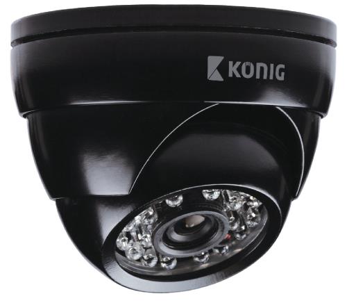 König SAS-CAM1200 Beveiligingscamera dome 700 TVL incl. 18 m kabel zwart