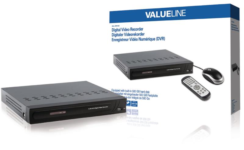 Valueline SVL-DVR104 Digitale videorecorder met ingebouwde 500 GB harde schijf