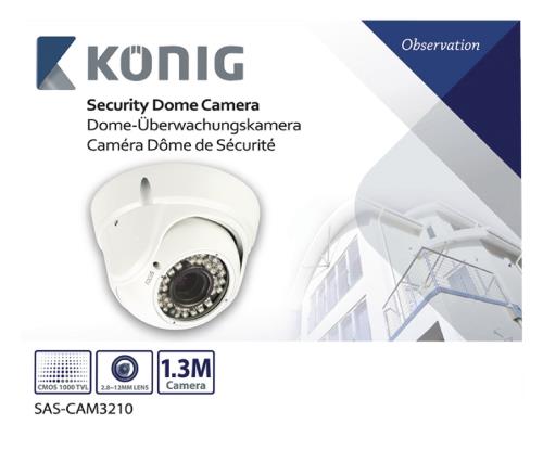 König SAS-CAM3210 Beveiligingsdomecamera met varifocale lens wit