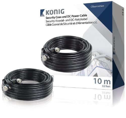 König SAS-CABLE1010B Coax-kabel RG59 voor beveiligingscamera en DC-voeding 10,0 m