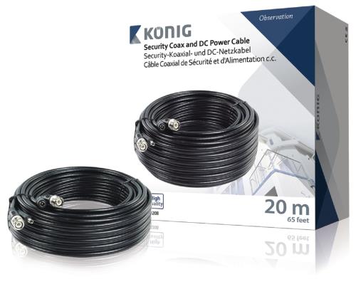 König SAS-CABLE1020B Coax-kabel RG59 voor beveiligingscamera en DC-voeding 20,0 m