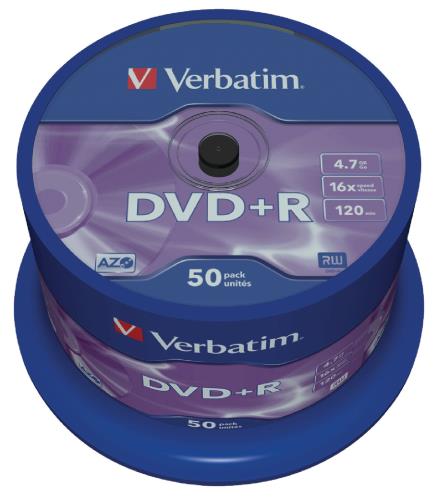 Verbatim 43550 DVD+R Matt Silver 4.7 GB 16x spindle 50 stuks