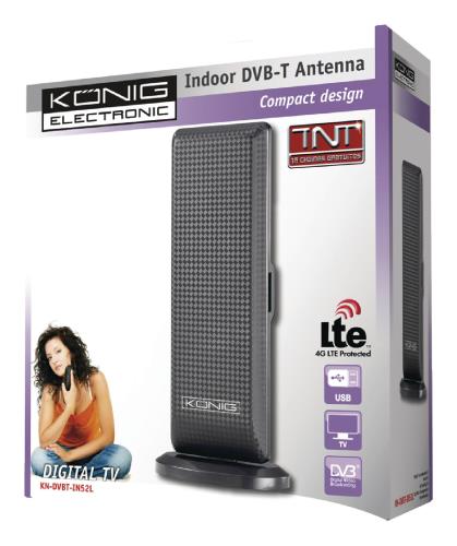 König KN-DVBT-IN52L Design DVB-T binnenantenne met LTE filter zwart