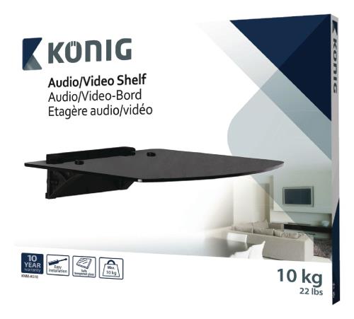 König KNM-AS10 Audio/videoplank getemperd glas - 10 kg / 22 lbs